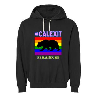 California Secession Calexit Bear Republic Garment-Dyed Fleece Hoodie