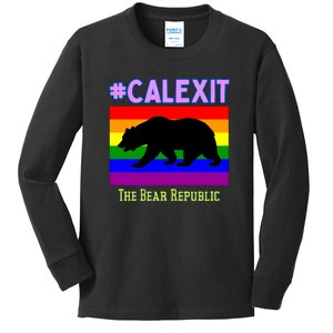 California Secession Calexit Bear Republic Kids Long Sleeve Shirt