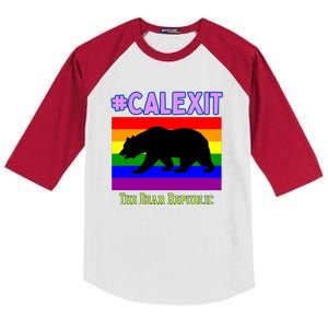 California Secession Calexit Bear Republic Kids Colorblock Raglan Jersey