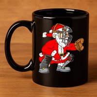 Christmas Santa Claus Baseball Catcher 11oz C Handle Ceramic Mug