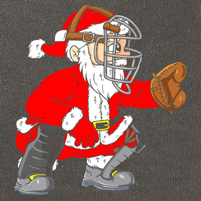 Christmas Santa Claus Baseball Catcher Cotton Canvas Backpack