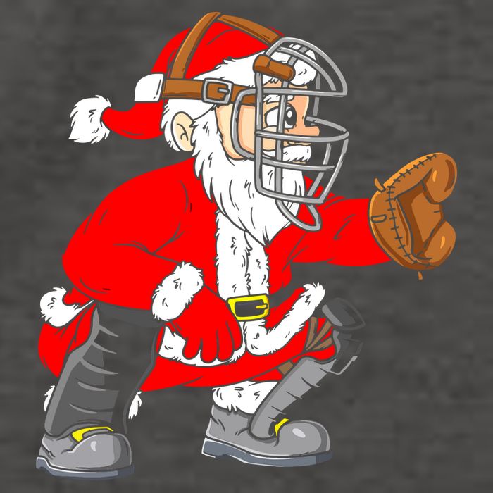 Christmas Santa Claus Baseball Catcher Vector Backpack