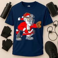Christmas Santa Claus Baseball Catcher Cooling Performance Crew T-Shirt
