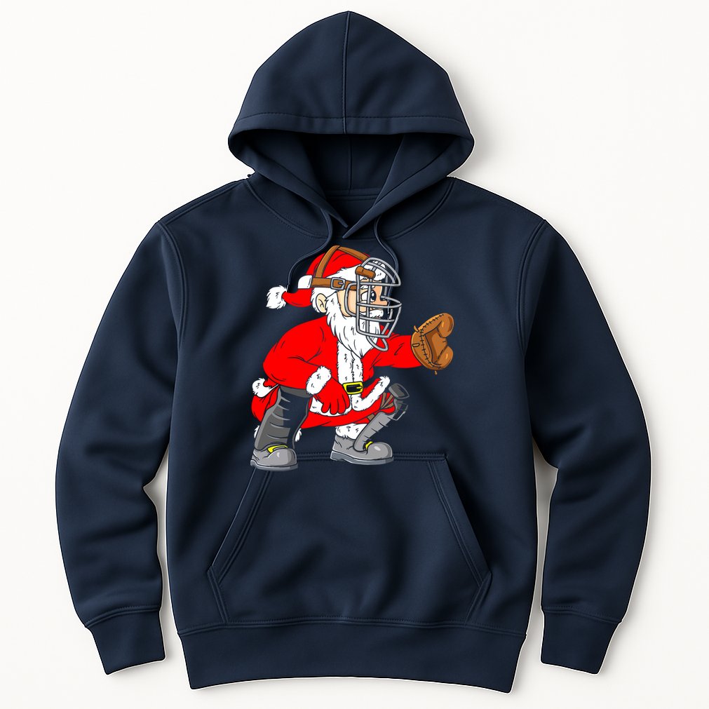 Christmas Santa Claus Baseball Catcher Hoodie