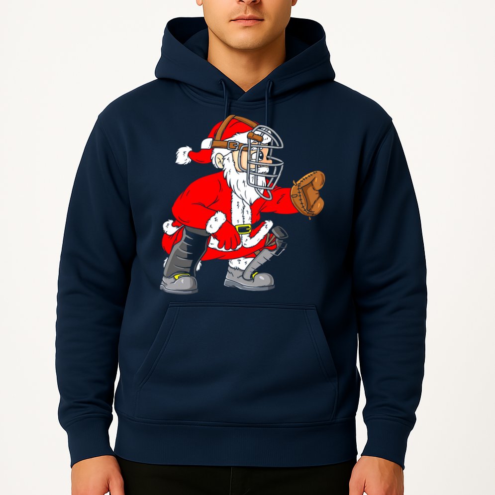 Christmas Santa Claus Baseball Catcher Hoodie