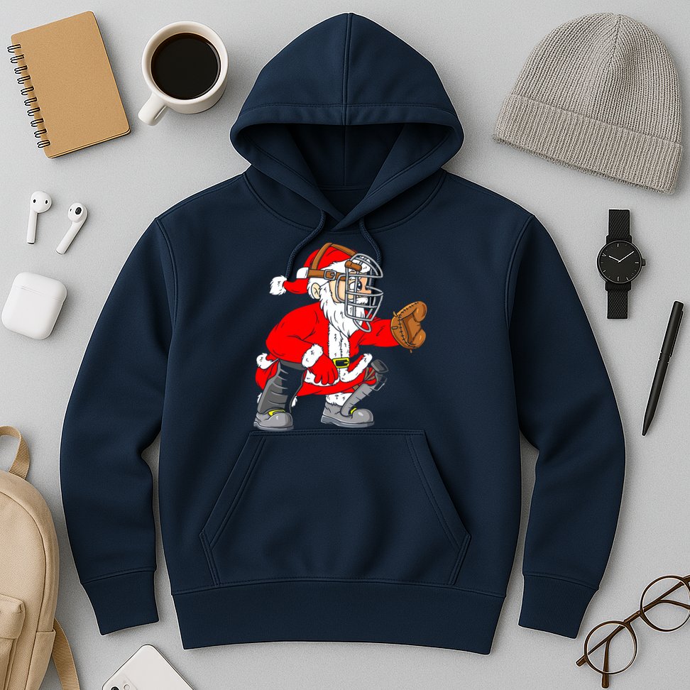 Christmas Santa Claus Baseball Catcher Hoodie