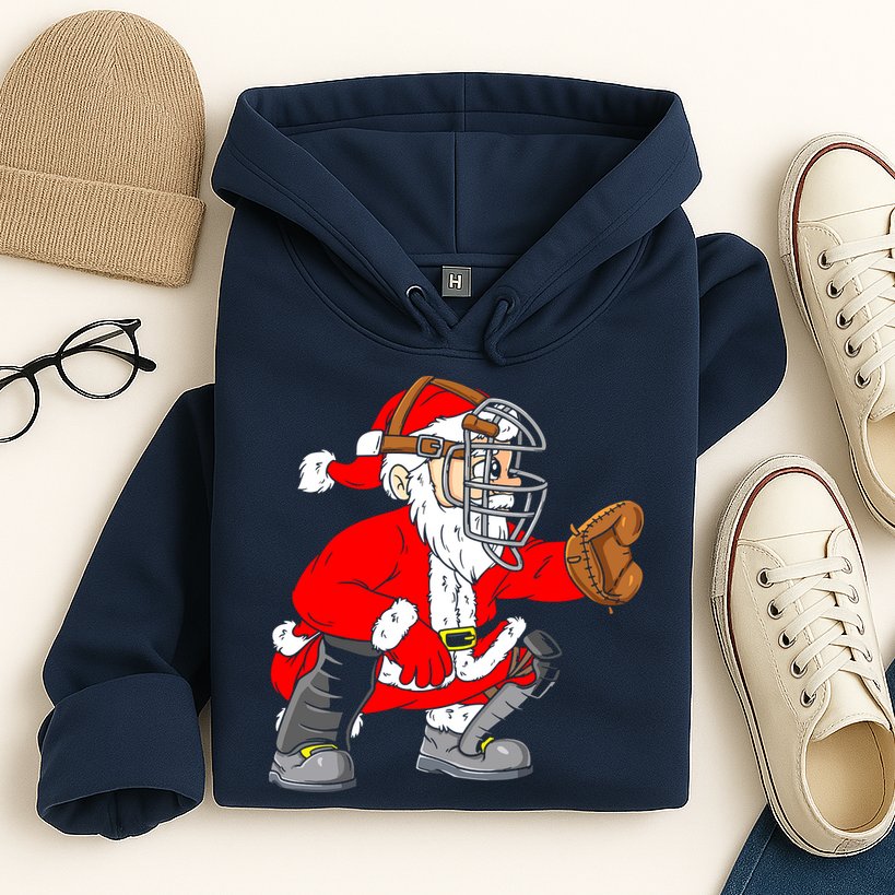 Christmas Santa Claus Baseball Catcher Hoodie