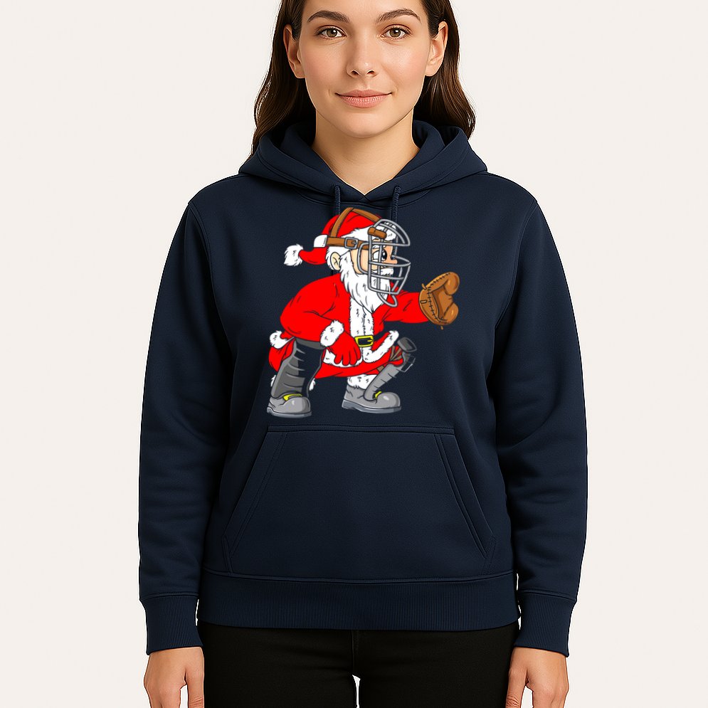 Christmas Santa Claus Baseball Catcher Hoodie