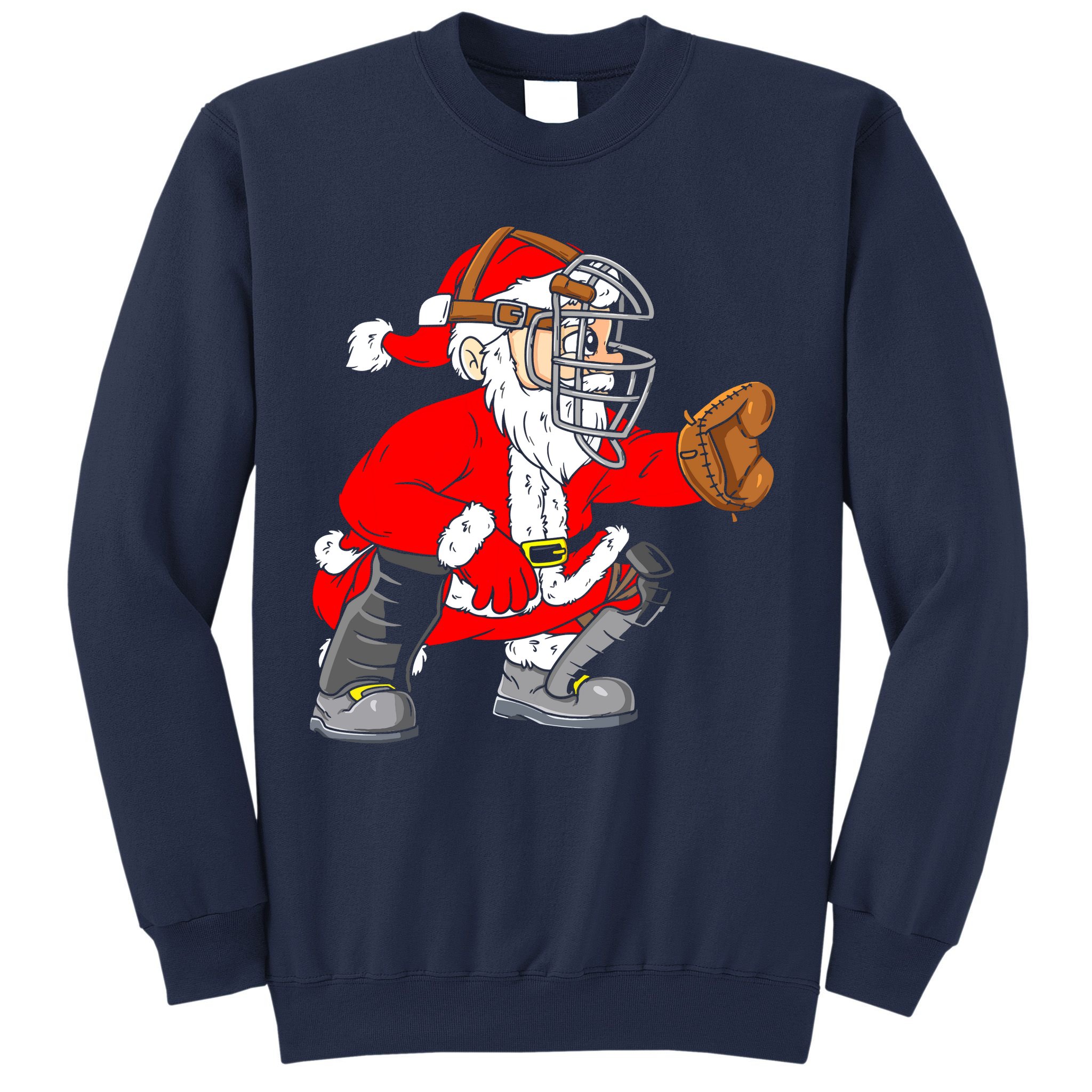 Christmas Santa Claus Baseball Catcher Sweatshirt