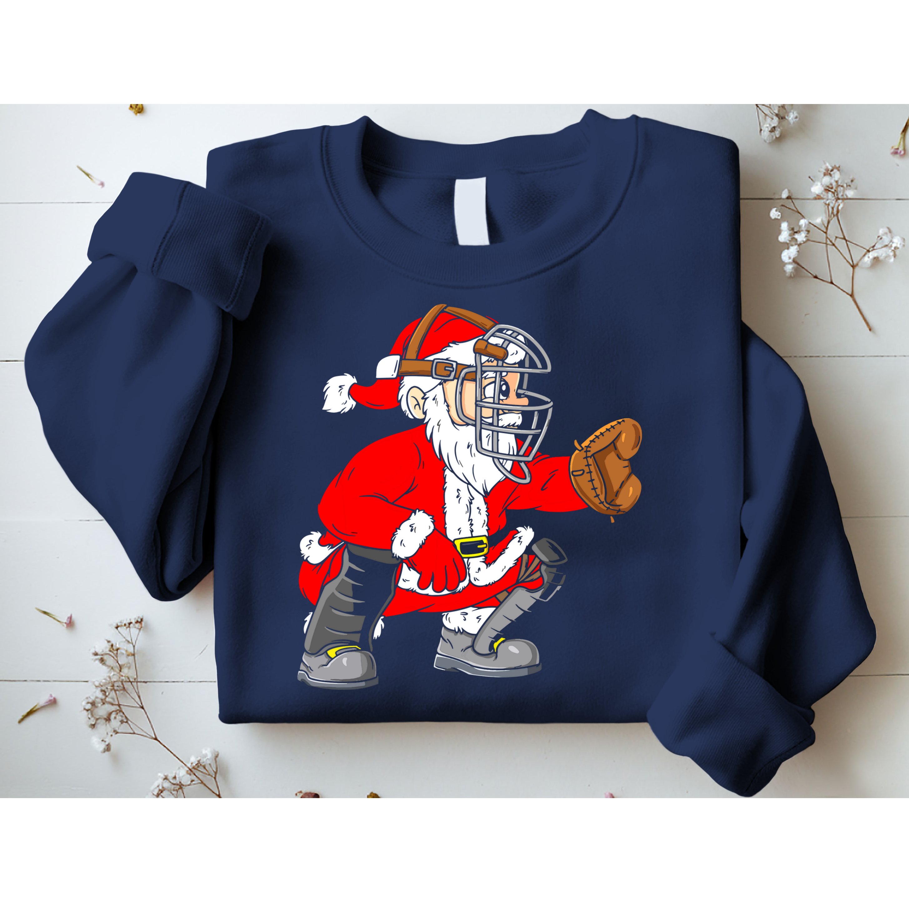 Christmas Santa Claus Baseball Catcher Sweatshirt
