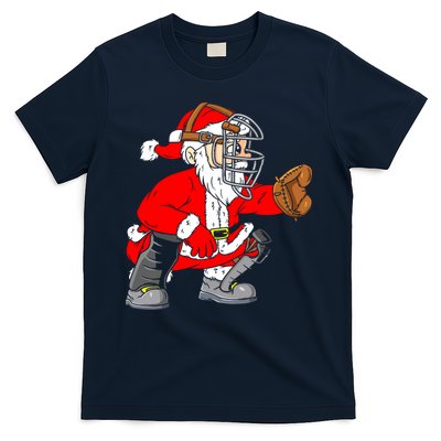 Christmas Santa Claus Baseball Catcher T-Shirt