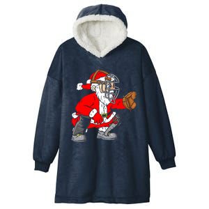 Christmas Santa Claus Baseball Catcher Hooded Wearable Blanket