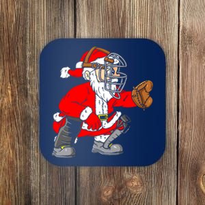 Christmas Santa Claus Baseball Catcher Coaster