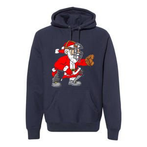 Christmas Santa Claus Baseball Catcher Premium Hoodie