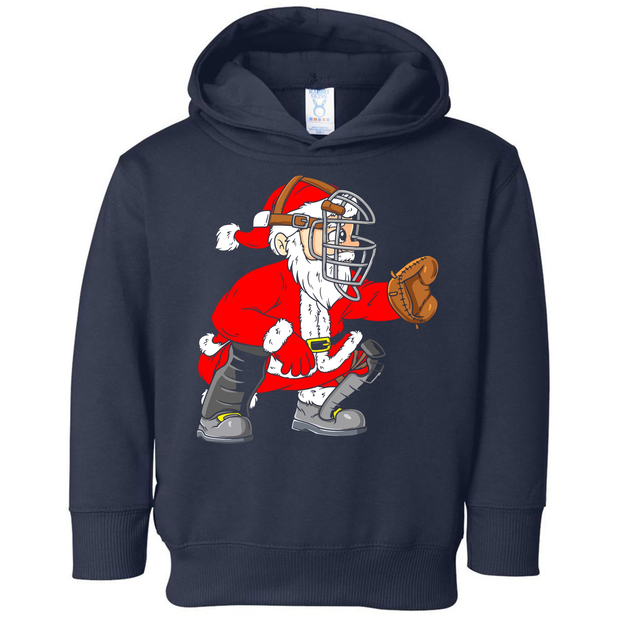 Christmas Santa Claus Baseball Catcher Toddler Hoodie