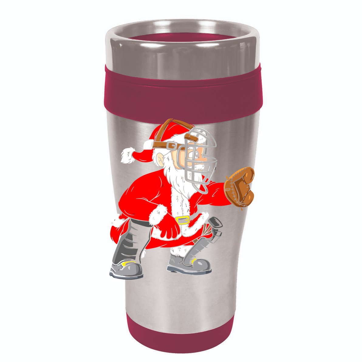 Christmas Santa Claus Baseball Catcher Women's Crop Top Tee