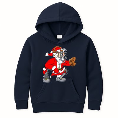 Christmas Santa Claus Baseball Catcher Kids Hoodie