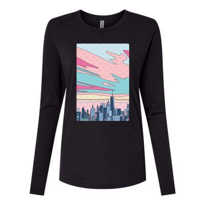 City Sunset Womens Cotton Relaxed Long Sleeve T-Shirt