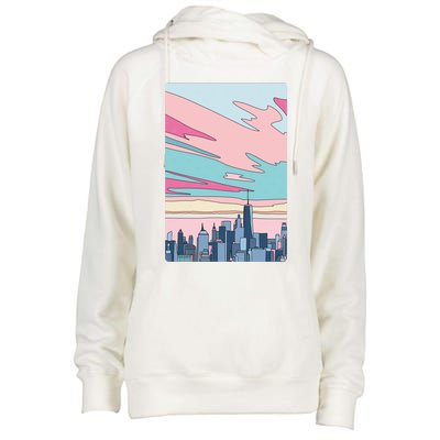 City Sunset Womens Funnel Neck Pullover Hood