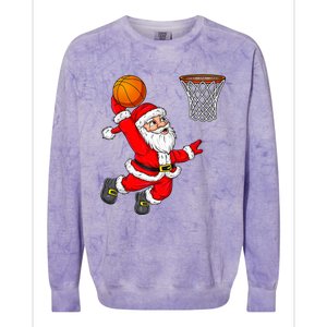 Christmas Santa Claus Dunking A Basketball Funny Xmas Colorblast Crewneck Sweatshirt