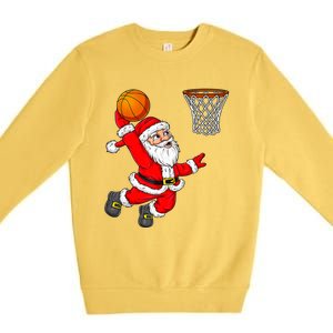 Christmas Santa Claus Dunking A Basketball Funny Xmas Premium Crewneck Sweatshirt