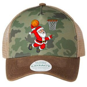 Christmas Santa Claus Dunking A Basketball Funny Xmas Legacy Tie Dye Trucker Hat