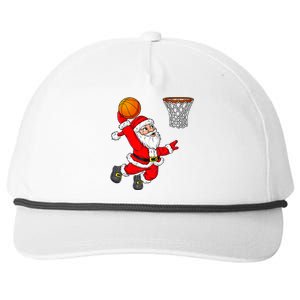 Christmas Santa Claus Dunking A Basketball Funny Xmas Snapback Five-Panel Rope Hat