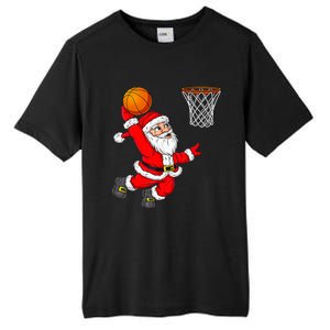 Christmas Santa Claus Dunking A Basketball Funny Xmas Tall Fusion ChromaSoft Performance T-Shirt