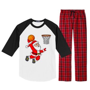 Christmas Santa Claus Dunking A Basketball Funny Xmas Raglan Sleeve Pajama Set