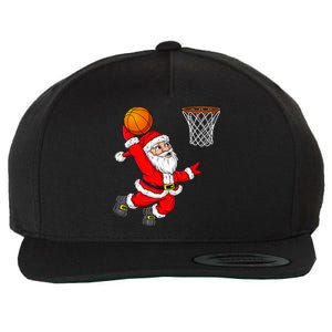 Christmas Santa Claus Dunking A Basketball Funny Xmas Wool Snapback Cap