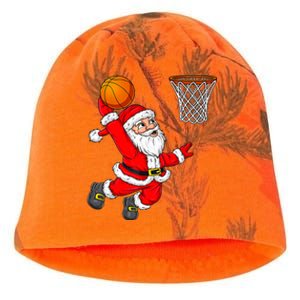 Christmas Santa Claus Dunking A Basketball Funny Xmas Kati - Camo Knit Beanie