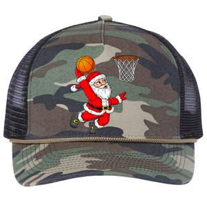 Christmas Santa Claus Dunking A Basketball Funny Xmas Retro Rope Trucker Hat Cap