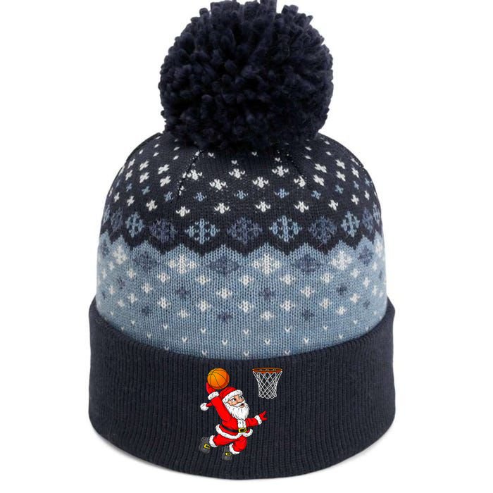 Christmas Santa Claus Dunking A Basketball Funny Xmas The Baniff Cuffed Pom Beanie