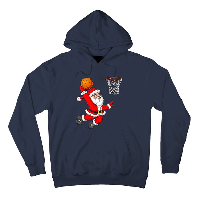 Christmas Santa Claus Dunking A Basketball Funny Xmas Hoodie