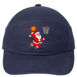 Christmas Santa Claus Dunking A Basketball Funny Xmas 7-Panel Snapback Hat