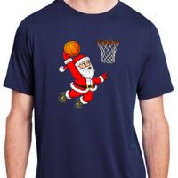 Christmas Santa Claus Dunking A Basketball Funny Xmas Adult ChromaSoft Performance T-Shirt