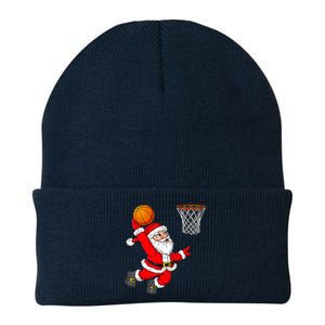 Christmas Santa Claus Dunking A Basketball Funny Xmas Knit Cap Winter Beanie