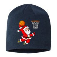 Christmas Santa Claus Dunking A Basketball Funny Xmas Sustainable Beanie