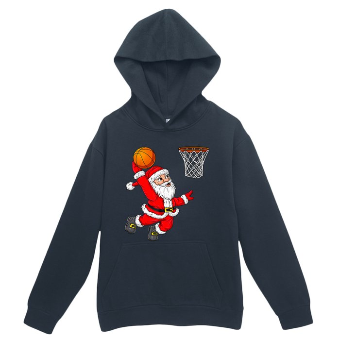 Christmas Santa Claus Dunking A Basketball Funny Xmas Urban Pullover Hoodie