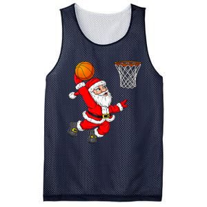 Christmas Santa Claus Dunking A Basketball Funny Xmas Mesh Reversible Basketball Jersey Tank