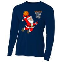 Christmas Santa Claus Dunking A Basketball Funny Xmas Cooling Performance Long Sleeve Crew