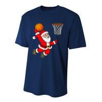 Christmas Santa Claus Dunking A Basketball Funny Xmas Performance Sprint T-Shirt