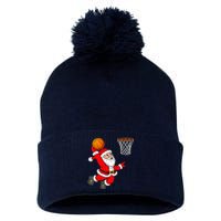 Christmas Santa Claus Dunking A Basketball Funny Xmas Pom Pom 12in Knit Beanie