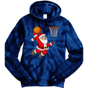 Christmas Santa Claus Dunking A Basketball Funny Xmas Tie Dye Hoodie