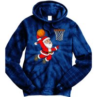 Christmas Santa Claus Dunking A Basketball Funny Xmas Tie Dye Hoodie