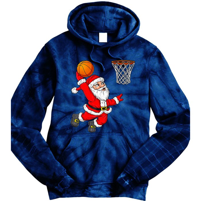 Christmas Santa Claus Dunking A Basketball Funny Xmas Tie Dye Hoodie