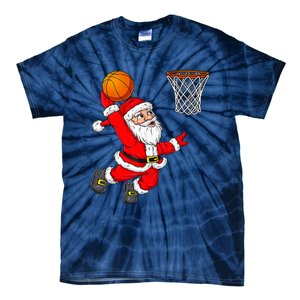 Christmas Santa Claus Dunking A Basketball Funny Xmas Tie-Dye T-Shirt