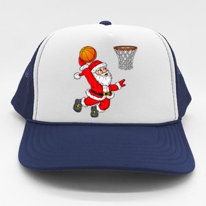 Christmas Santa Claus Dunking A Basketball Funny Xmas Trucker Hat