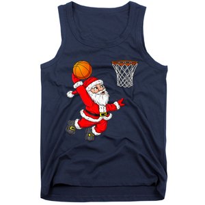 Christmas Santa Claus Dunking A Basketball Funny Xmas Tank Top