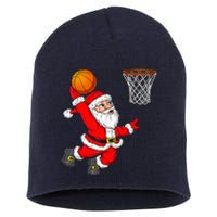 Christmas Santa Claus Dunking A Basketball Funny Xmas Short Acrylic Beanie